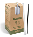 BIOPAK BIOSTRAW 7MM X 210MM REGULAR PAPER STRAW INDIVIDUALLY WRAPPED BLACK PACK OF 250