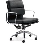 MANTA MANAGERS CHAIR MEDIUM BACK ARMS LEATHER BLACK