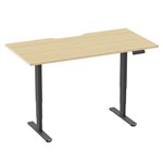 ERGOVIDA DUAL MOTOR SIT STAND DESK BLACK FRAME WITH 1500 X 750MM SCALLOP TOP OAK