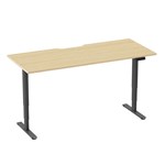 ERGOVIDA DUAL MOTOR SIT STAND DESK BLACK FRAME WITH 1800 X 750MM SCALLOP TOP OAK