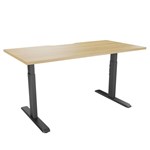 ERGOVIDA PREMIUM DUAL MOTOR SIT STAND DESK BLACK FRAME WITH 1500 X 750MM SCALLOP TOP OAK
