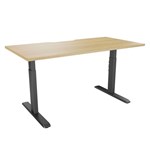 ERGOVIDA PREMIUM DUAL MOTOR SIT STAND DESK BLACK FRAME WITH 1800 X 750MM SCALLOP TOP OAK