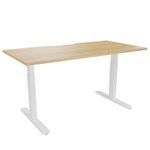 ERGOVIDA PREMIUM DUAL MOTOR SIT STAND DESK WHITE FRAME WITH 1500 X 750MM SCALLOP TOP OAK