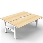 RAPIDLINE BOOST PLUS HEIGHT ADJUSTABLE DOUBLE SIDED WORKSTATION 1500 X 750MM NATURAL OAK TOP  WHITE FRAME