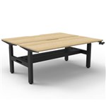 RAPIDLINE BOOST CRANK BACK TO BACK WORKSTATION WITH CABLE TRAY 1800 X 1500 X 705MM NATURAL OAK TOP AND BLACK SATIN FRAME