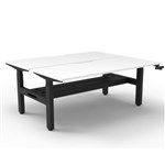 RAPIDLINE BOOST CRANK BACK TO BACK WORKSTATION WITH CABLE TRAY 1800 X 1500 X 705MM NATURAL WHITE TOP AND BLACK SATIN FRAME