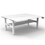 RAPIDLINE BOOST CRANK BACK TO BACK WORKSTATION WITH CABLE TRAY 1800 X 1500 X 705MM NATURAL WHITE TOP AND WHITE SATIN FRAME
