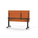 RAPIDLINE BOOST HEIGHT ADJUST FLIP TOP TABLE 1800 X 750 X 725MM CHERRY TOP AND BLACK PC FRAME