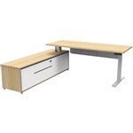 RAPIDLINE BOOST PLUS EXECUTIVE HEIGHT ADJUSTABLE WORKSTATION WITH MODESTY PANEL LHC 1800 X 900MM NATURAL OAKWHITE