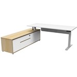 RAPIDLINE BOOST PLUS EXECUTIVE HEIGHT ADJUSTABLE WORKSTATION WITH MODESTY PANEL LHC 1800 X 900MM NATURAL WHITEWHITE