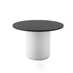 RAPIDLINE ROUND DRUM BASE TABLE 1200 X 730MM BLACK TOP AND WHITE PC FRAME