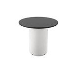 RAPIDLINE ROUND DRUM BASE TABLE 900 X 730MM BLACK TOP AND WHITE PC FRAME