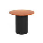 RAPIDLINE ROUND DRUM BASE TABLE 900 X 730MM CHERRY TOP AND BLACK PC FRAME