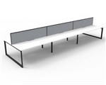 RAPID INFINITY DELUXE 6 PERSON LOOP LEG DOUBLE SIDED WORKSTATION 1500 X 750 X 730MM GREY SCREEN  BRILLIANT WHITE SCALLOP TOP  BLACK FRAME