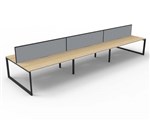 RAPID INFINITY DELUXE 6 PERSON LOOP LEG DOUBLE SIDED WORKSTATION 1800 X 750 X 730MM GREY SCREEN  NATURAL OAK SCALLOP TOP  BLACK FRAME