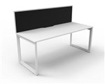RAPID INFINITY DELUXE 1 PERSON LOOP LEG SINGLE SIDED WORKSTATION 1800 X 750 X 730MM BLACK SCREEN  NATURAL WHITE TOP  WHITE FRAME