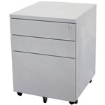 GO STEEL MOBILE PEDESTAL STEEL 3 DRAWER 460 X 472 X 610MM PRECIOUS SILVER