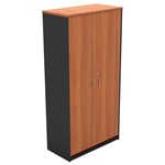 OM FULL DOOR STATIONERY CUPBOARD 900 X 450 X 1800MM CHERRYCHARCOAL