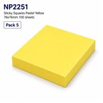 WRITER STICKY SQUARES 76 X 76MM 100SHEETS YELLOW PACK 5