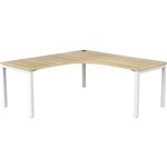 OLG AXIS SINGLE SIDED 90 DEGREE WORKSTATION RIGHT HAND RETURN 1800 X 1800 X 750MM WHITE FRAME NEW OAK TOP