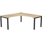 OLG AXIS SINGLE SIDED 90 DEGREE WORKSTATION RIGHT HAND RETURN 1800 X 1800 X 750MM BLACK FRAME NEW OAK TOP