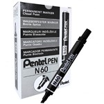 PENTEL N60A MARKER CHISEL POINT BLACK BOX 12