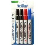 ARTLINE 500A WHITEBOARD MARKER 2MM BULLET ASSORTED PACK 4