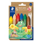 STAEDTLER NORIS 224 JUNIOR WAX CRAYONS ASSORTED BOX 6 HANGSELL