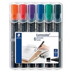STAEDTLER 350 LUMOCOLOR PERMANENT MARKER CHISEL POINT ASSORTED WALLET 6