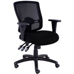 SYLEX WRANGLER CHAIR MEDIUM MESH BACK ARMS ANTIMICROBIAL FABRIC BLACK