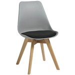 RAPIDLINE VIRGO BREAK OUT CHAIR OAK COLOURED TIMBER LEG WITH POLYPROPYLENE SHELL SEAT GREYBLACK
