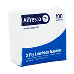 ALFRESCO NAPKIN LUNCH 2PLY WHITE PACK 100