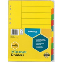 Manilla Dividers Brights Pastels and Whites